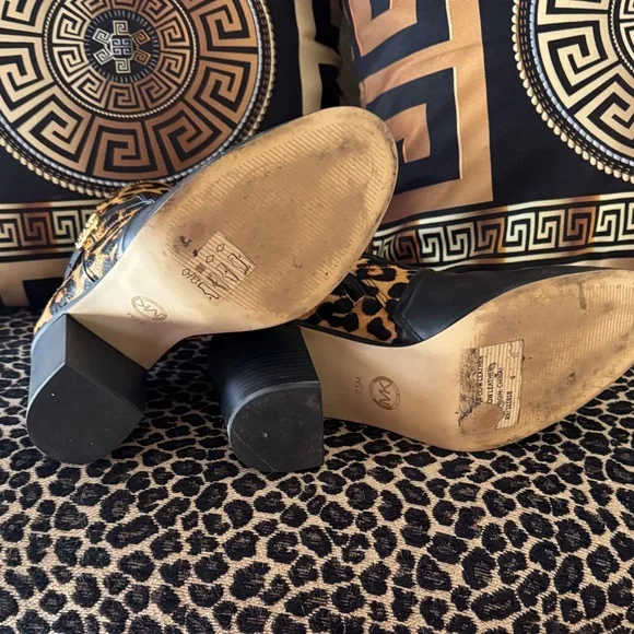SOLD - Michael Kors Black and Leopard Ankle Booties - Picture 5 of 6